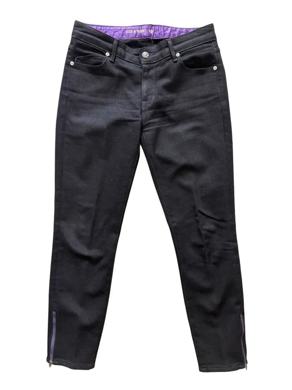 VTG NEW RICH & SKINNY Low Rise Ankle Zip Skinny Jeans in Jet Black Y2K SZ 29